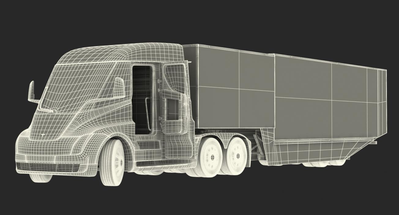 3D model Electric Semi Truck Tesla with Trailer Rigged