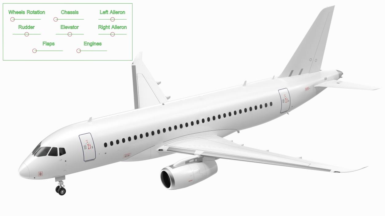 SSJ100 Aircraft Rigged 3D