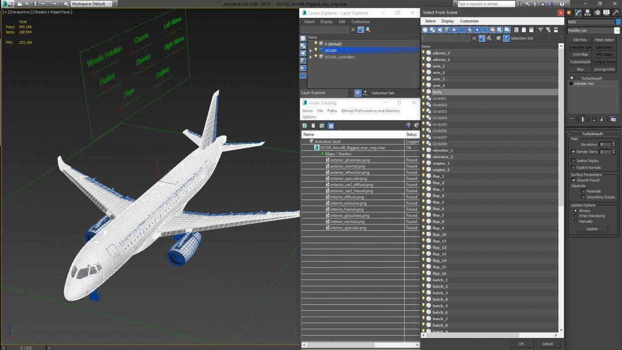 SSJ100 Aircraft Rigged 3D