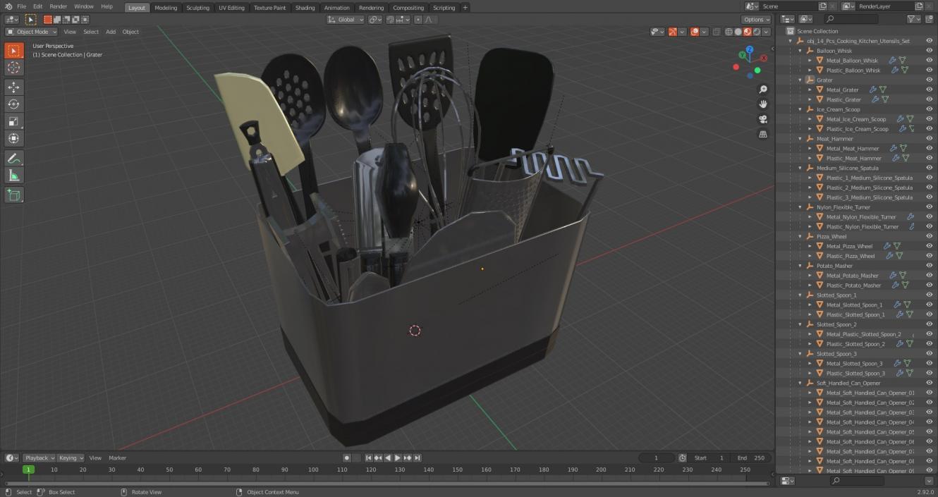 3D model 14 Pcs Cooking Kitchen Utensils Set