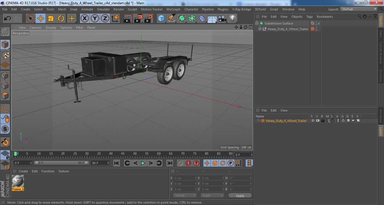 3D Heavy Duty 4 Wheel Trailer