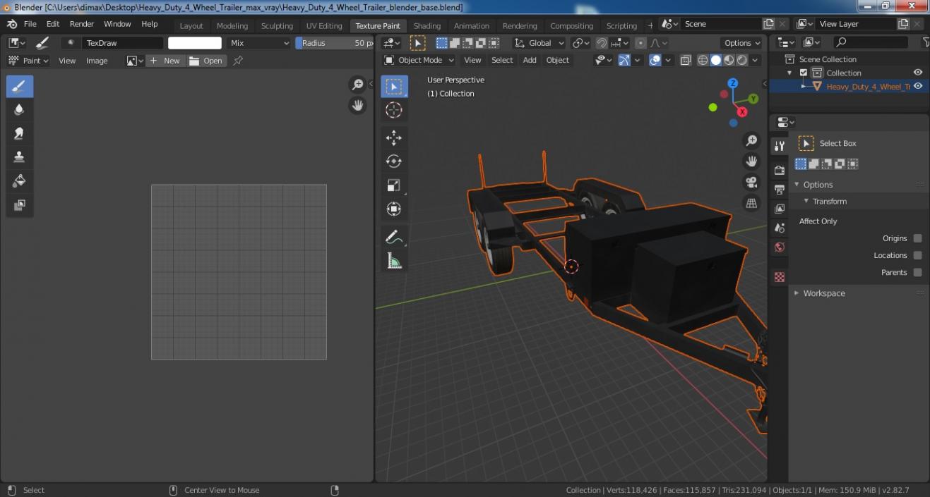 3D Heavy Duty 4 Wheel Trailer