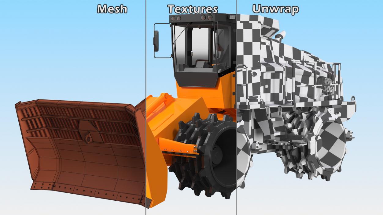 3D Landfill Waste Compactor Rigged