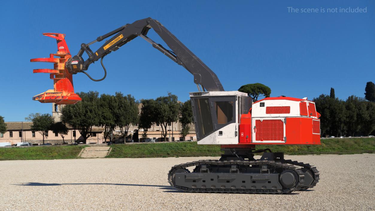 3D model Tracked Feller Buncher Dirty Rigged