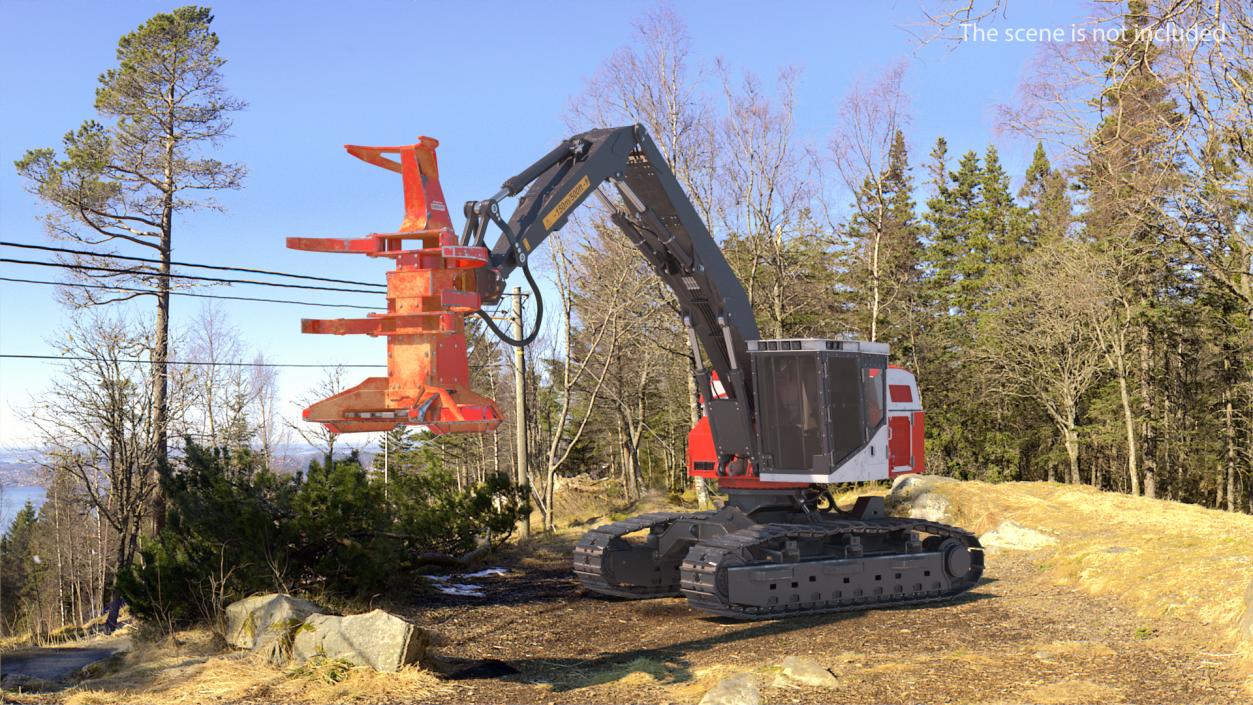 3D model Tracked Feller Buncher Dirty Rigged