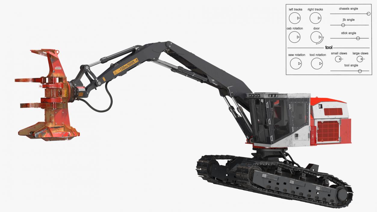 3D model Tracked Feller Buncher Dirty Rigged