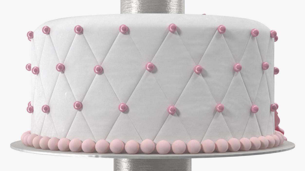 3D model Three Tier Floral Wedding Cake Pink