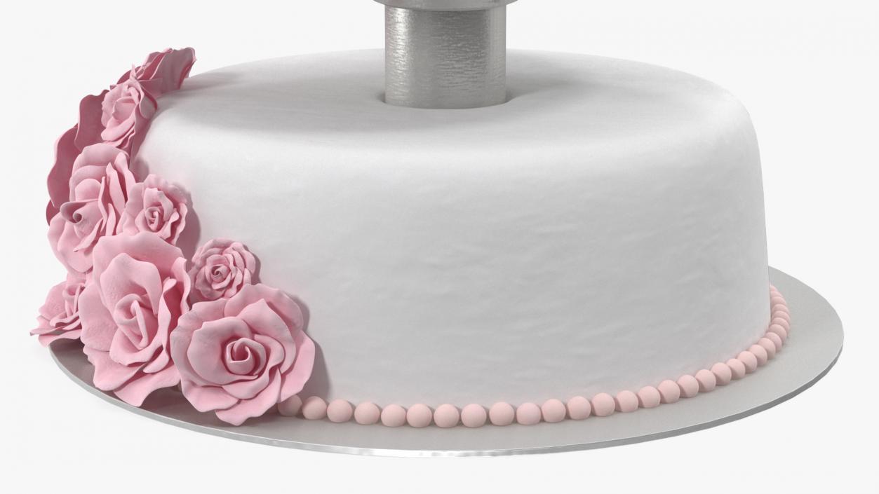 3D model Three Tier Floral Wedding Cake Pink