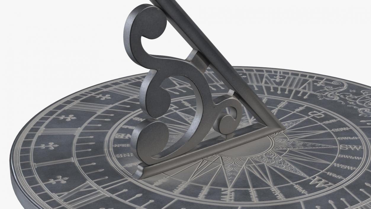 3D model Horizontal Sundial on Pedestal Base