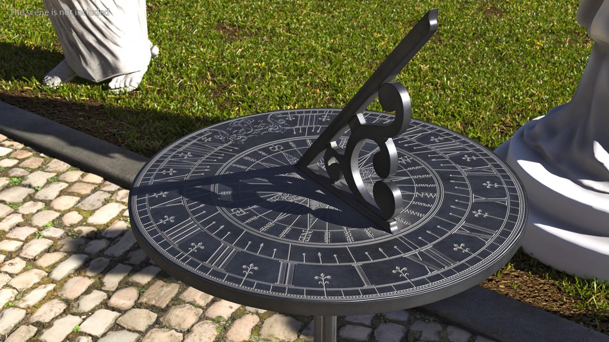 3D model Horizontal Sundial on Pedestal Base