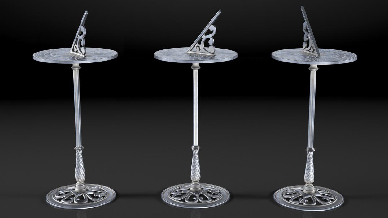 3D model Horizontal Sundial on Pedestal Base