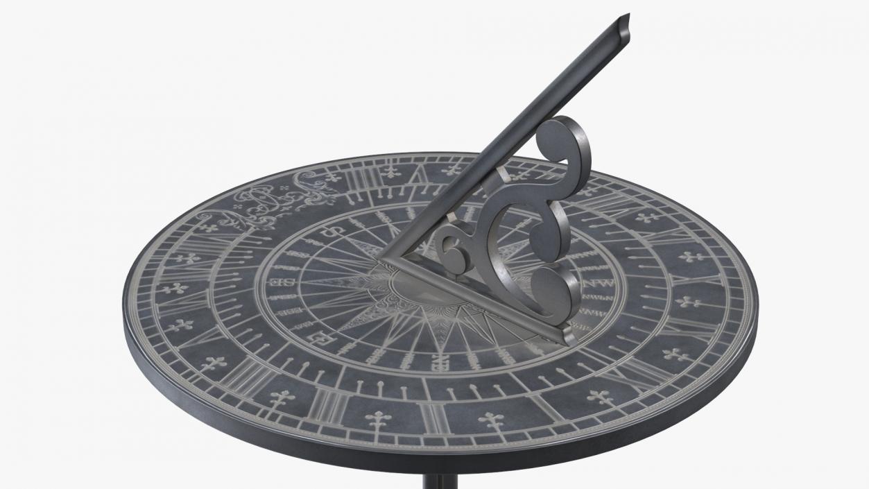 3D model Horizontal Sundial on Pedestal Base