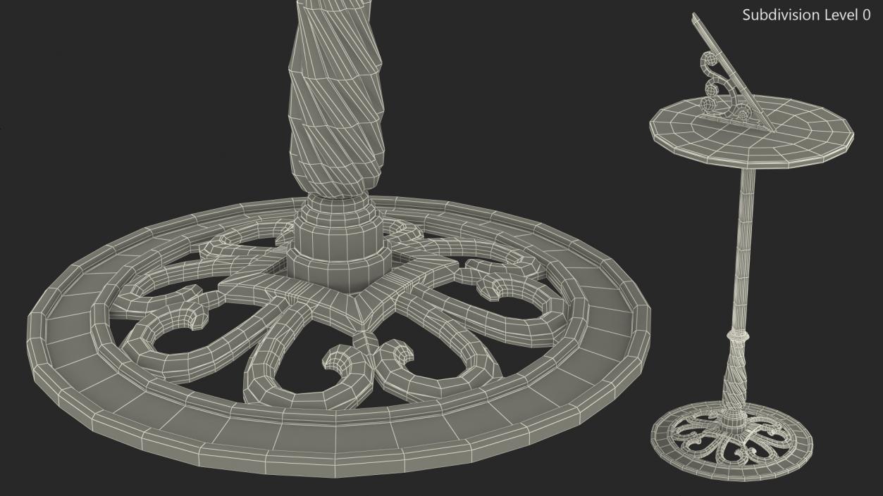 3D model Horizontal Sundial on Pedestal Base