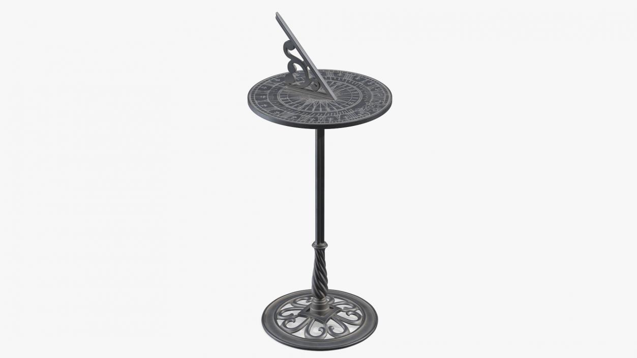 3D model Horizontal Sundial on Pedestal Base