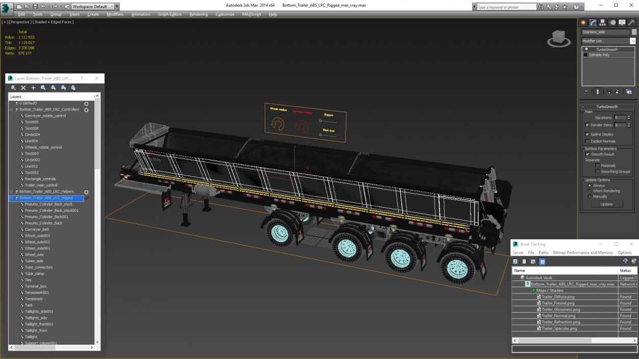 Bottom Trailer ABS LRC Rigged 3D model