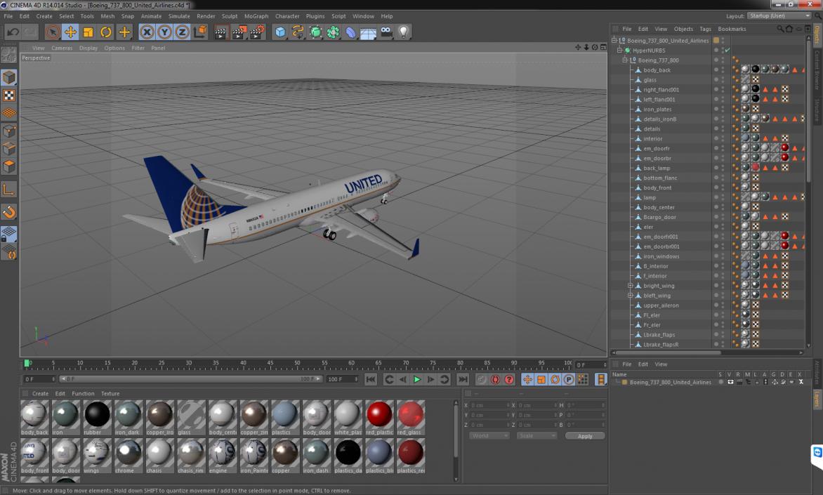 3D model Boeing 737-800 United Airlines