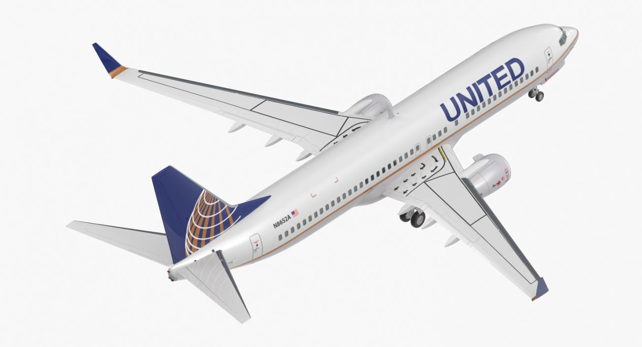 3D model Boeing 737-800 United Airlines