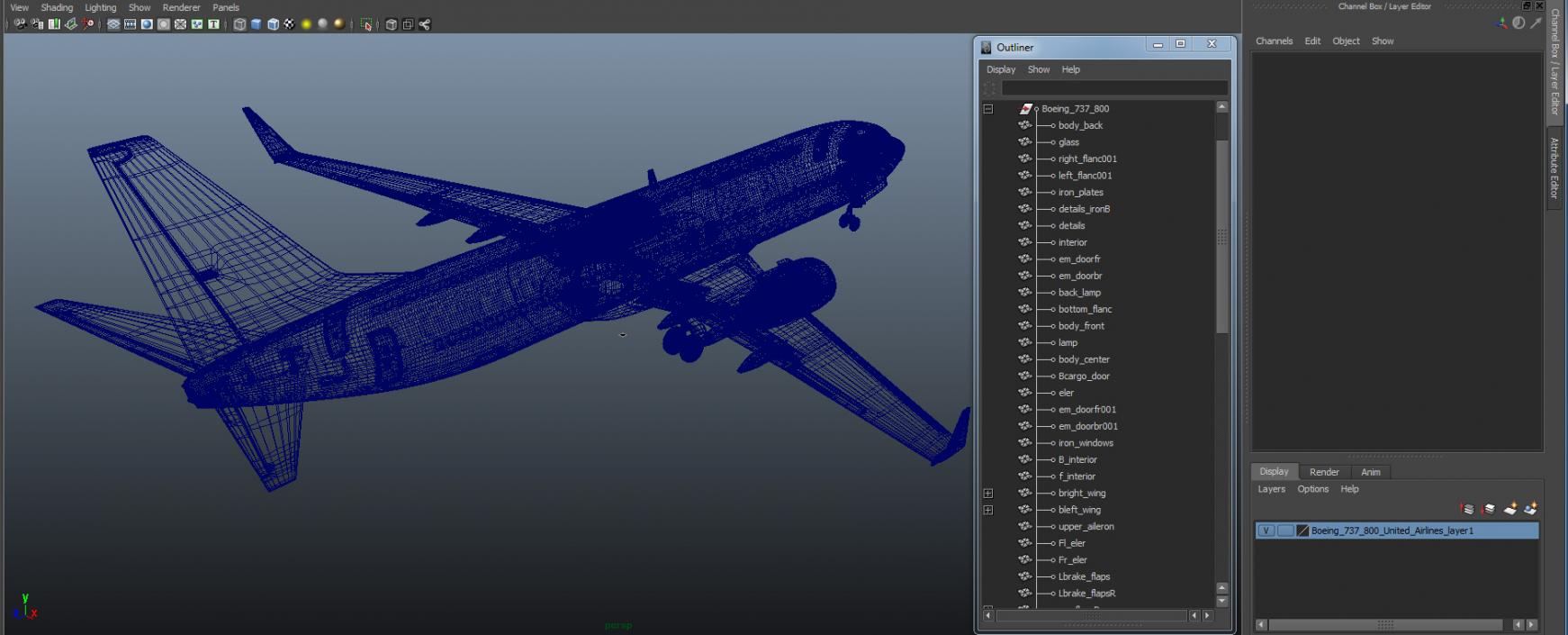 3D model Boeing 737-800 United Airlines