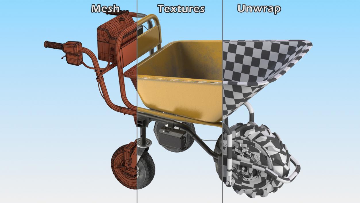 3D Electric Wheelbarrow with Bucket Dusty model