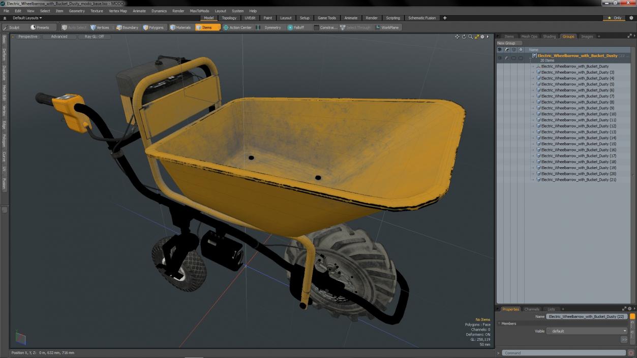 3D Electric Wheelbarrow with Bucket Dusty model