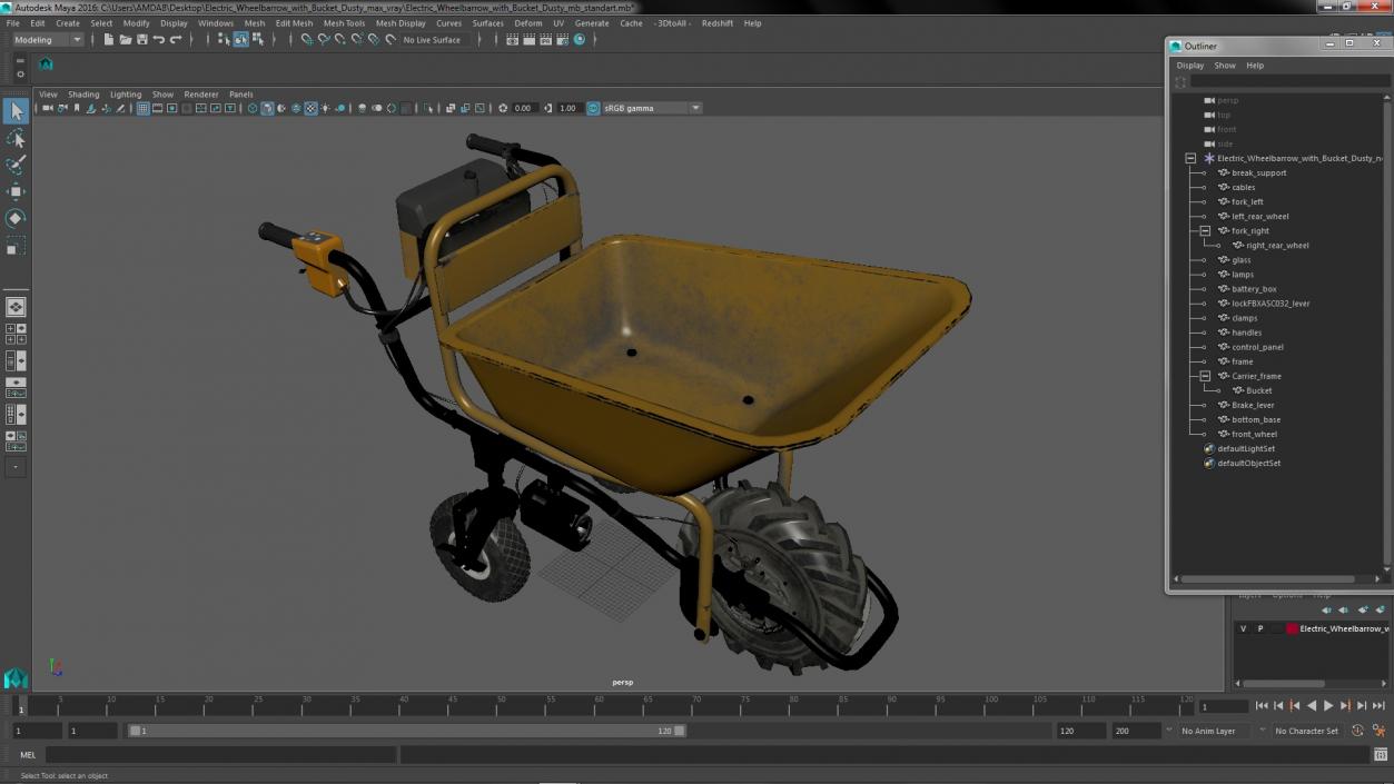 3D Electric Wheelbarrow with Bucket Dusty model