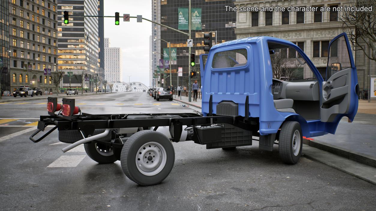 3D model Mini Truck Bare Chassis Blue Rigged