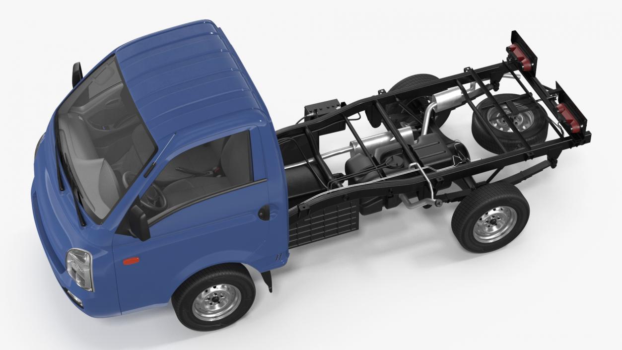 3D model Mini Truck Bare Chassis Blue Rigged