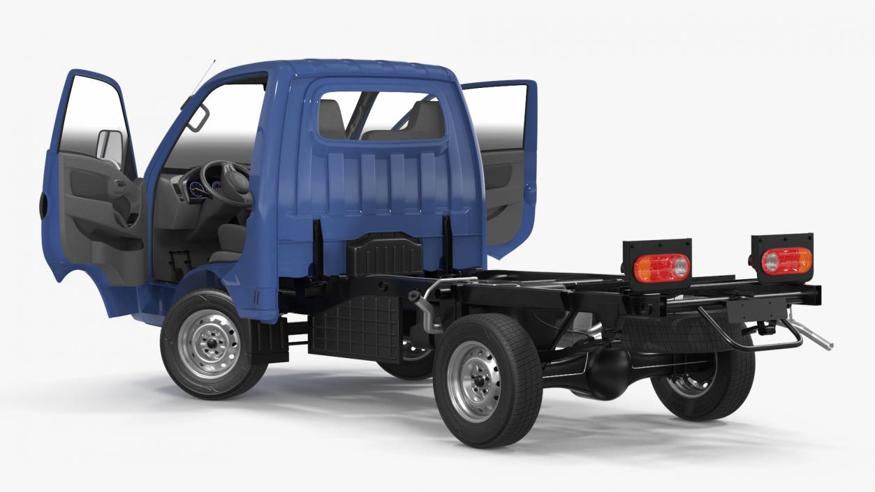 3D model Mini Truck Bare Chassis Blue Rigged