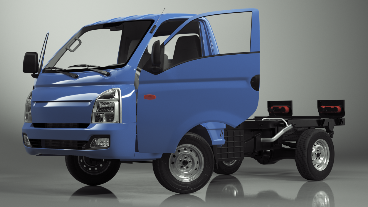 3D model Mini Truck Bare Chassis Blue Rigged