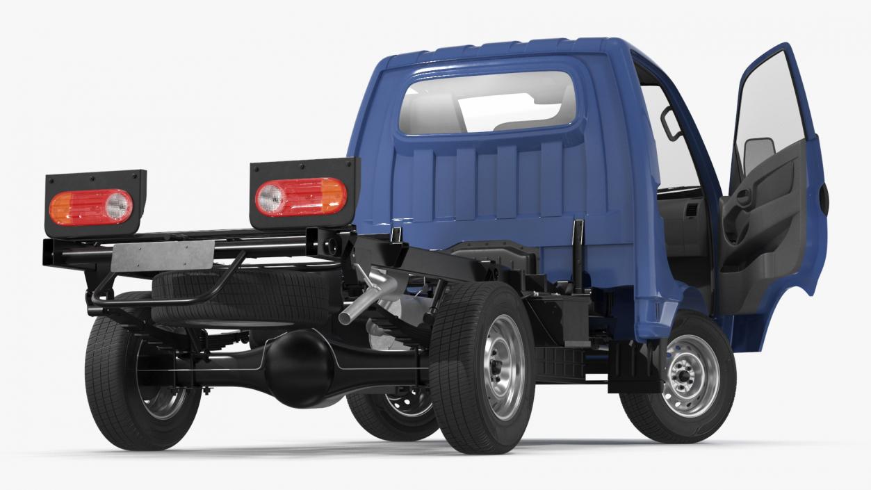 3D model Mini Truck Bare Chassis Blue Rigged