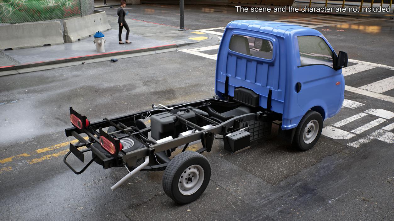 3D model Mini Truck Bare Chassis Blue Rigged