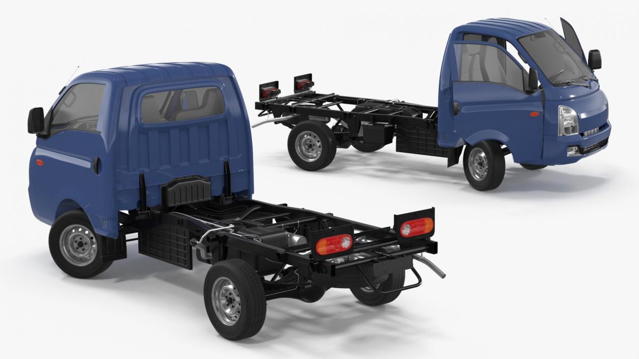 3D model Mini Truck Bare Chassis Blue Rigged