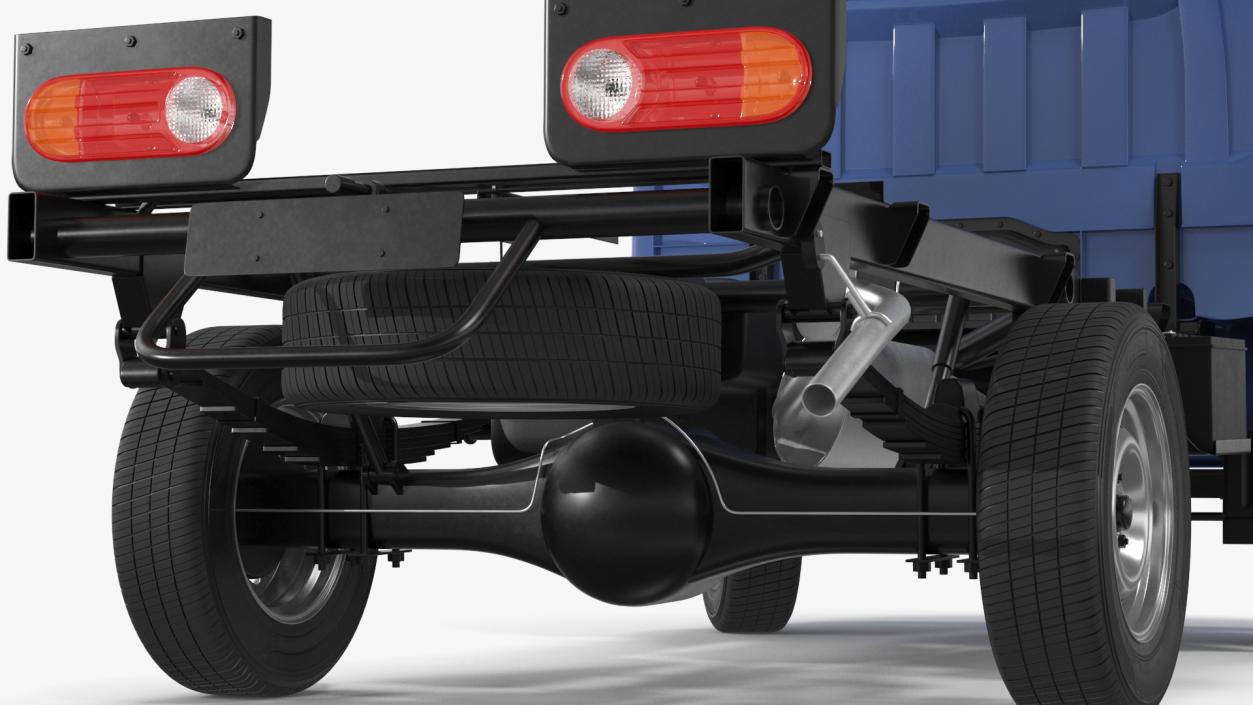 3D model Mini Truck Bare Chassis Blue Rigged