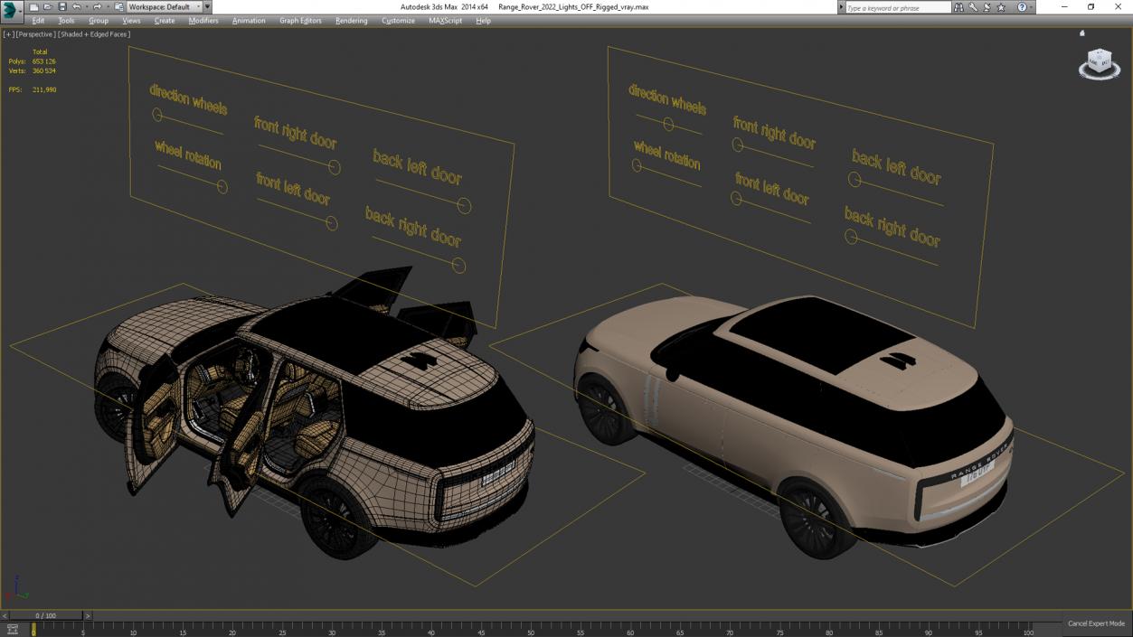 Range Rover 2022 Lights OFF Rigged 3D model