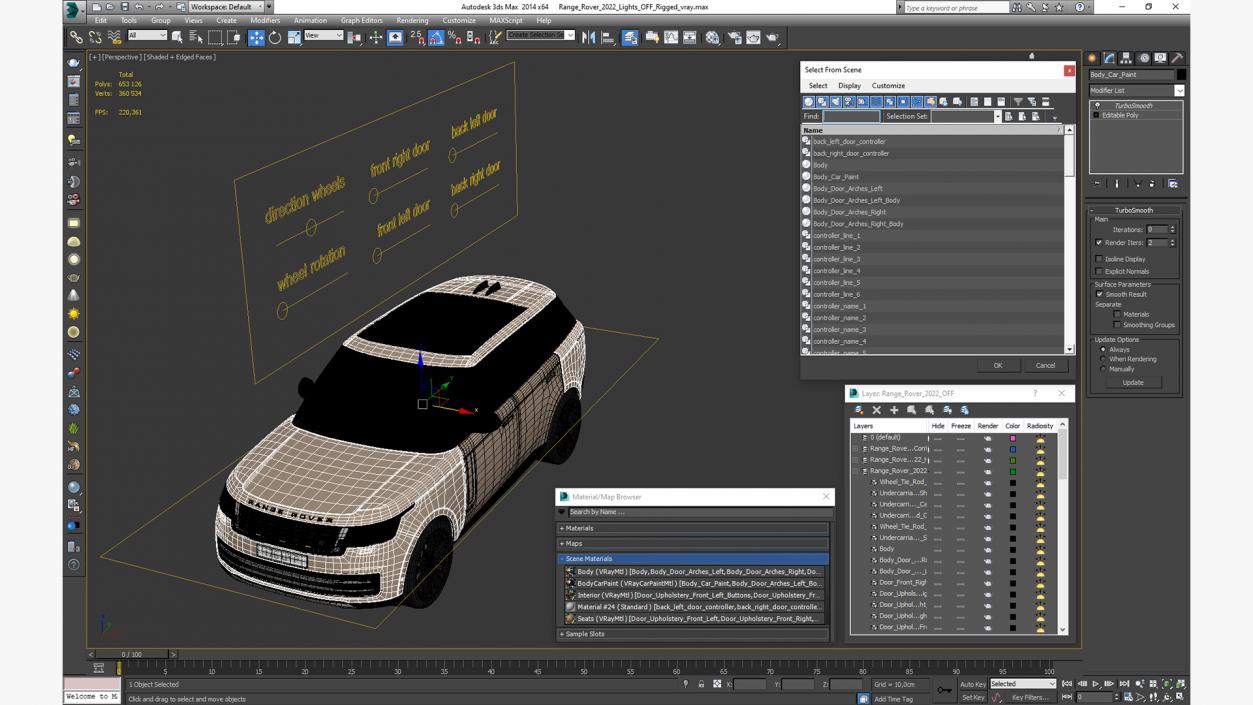 Range Rover 2022 Lights OFF Rigged 3D model