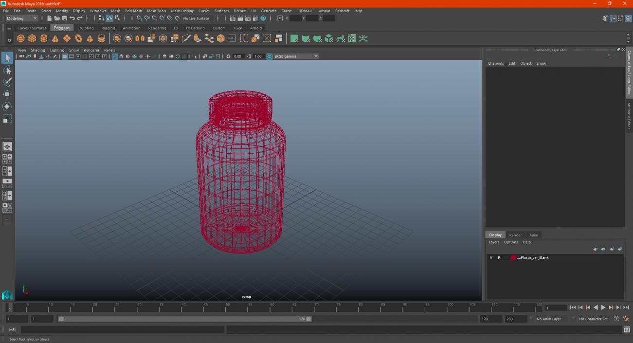 Plastic Jar Blank 3D