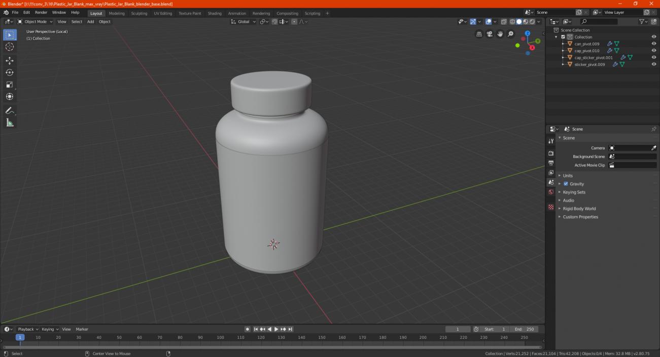 Plastic Jar Blank 3D