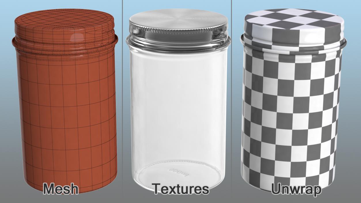 3D model Kitchen Storage Glass Jar with Steel Lid