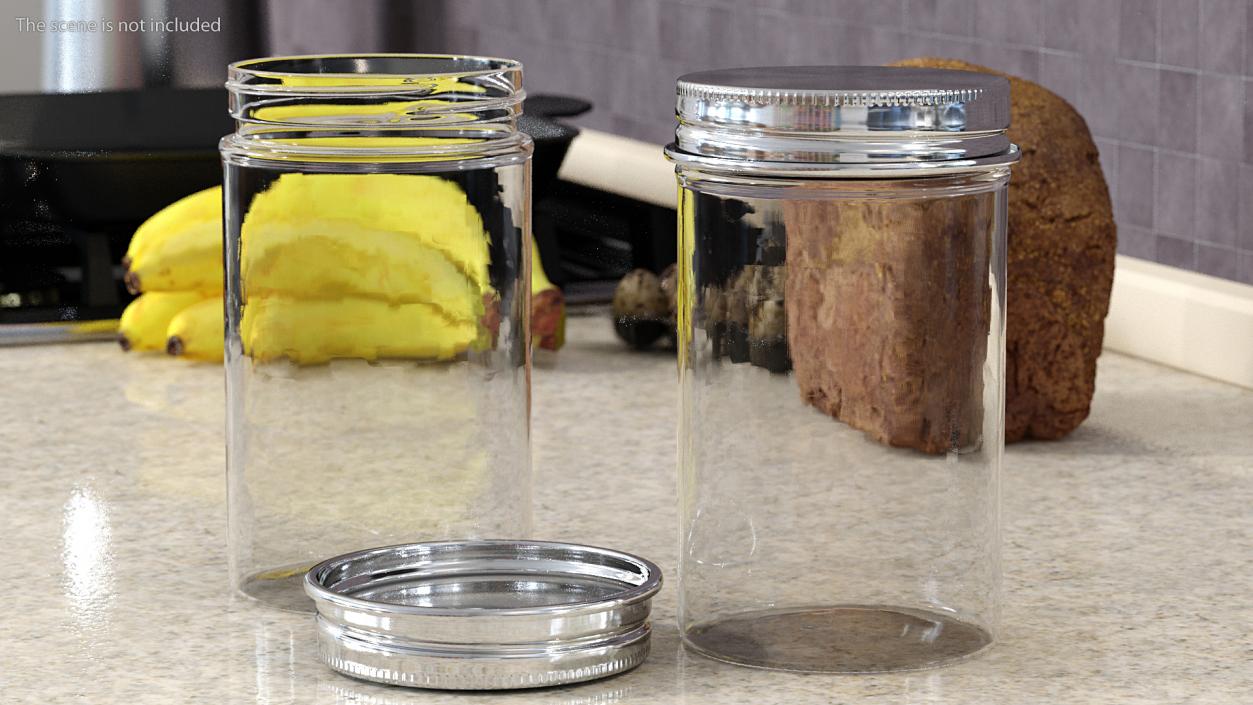 3D model Kitchen Storage Glass Jar with Steel Lid