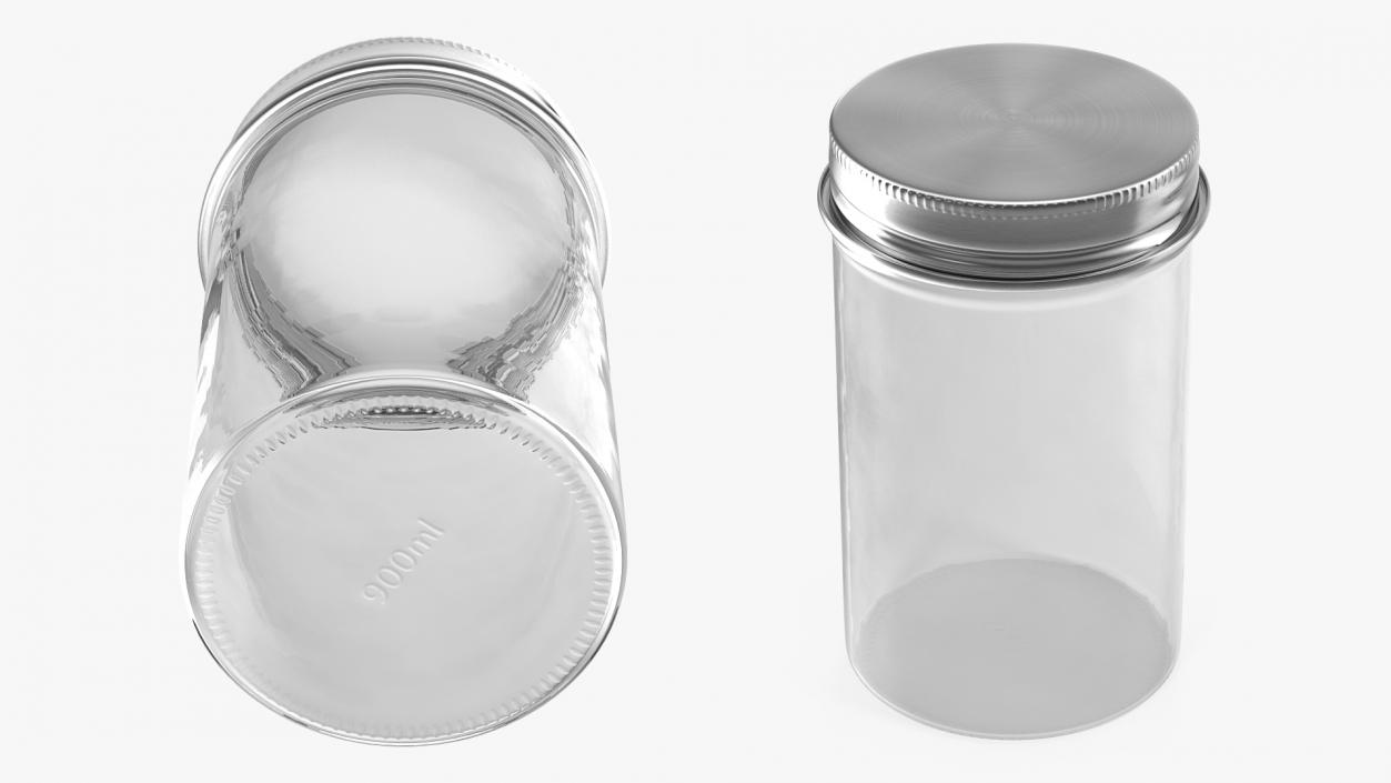 3D model Kitchen Storage Glass Jar with Steel Lid