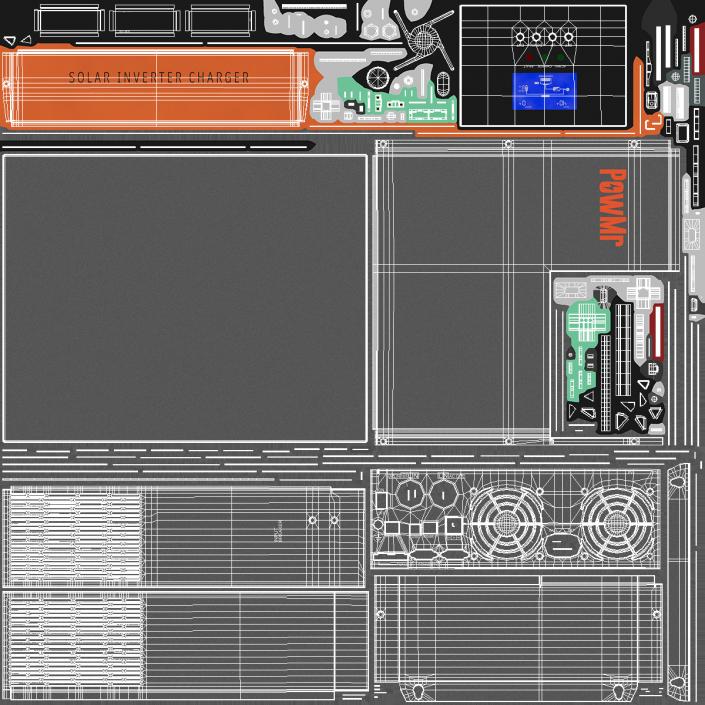 3D PowMr Solar Inverter Charger model