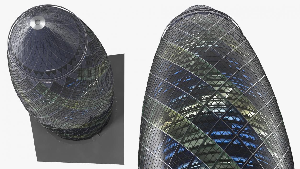 Commercial Skyscraper 30 St Mary Axe Night Glow 3D