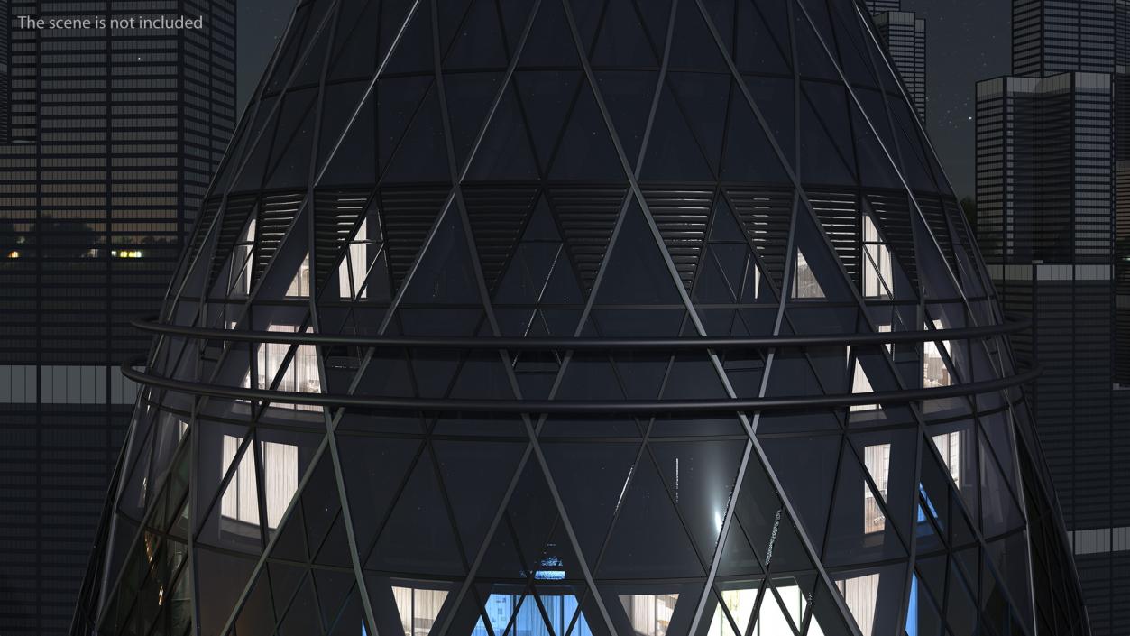 Commercial Skyscraper 30 St Mary Axe Night Glow 3D