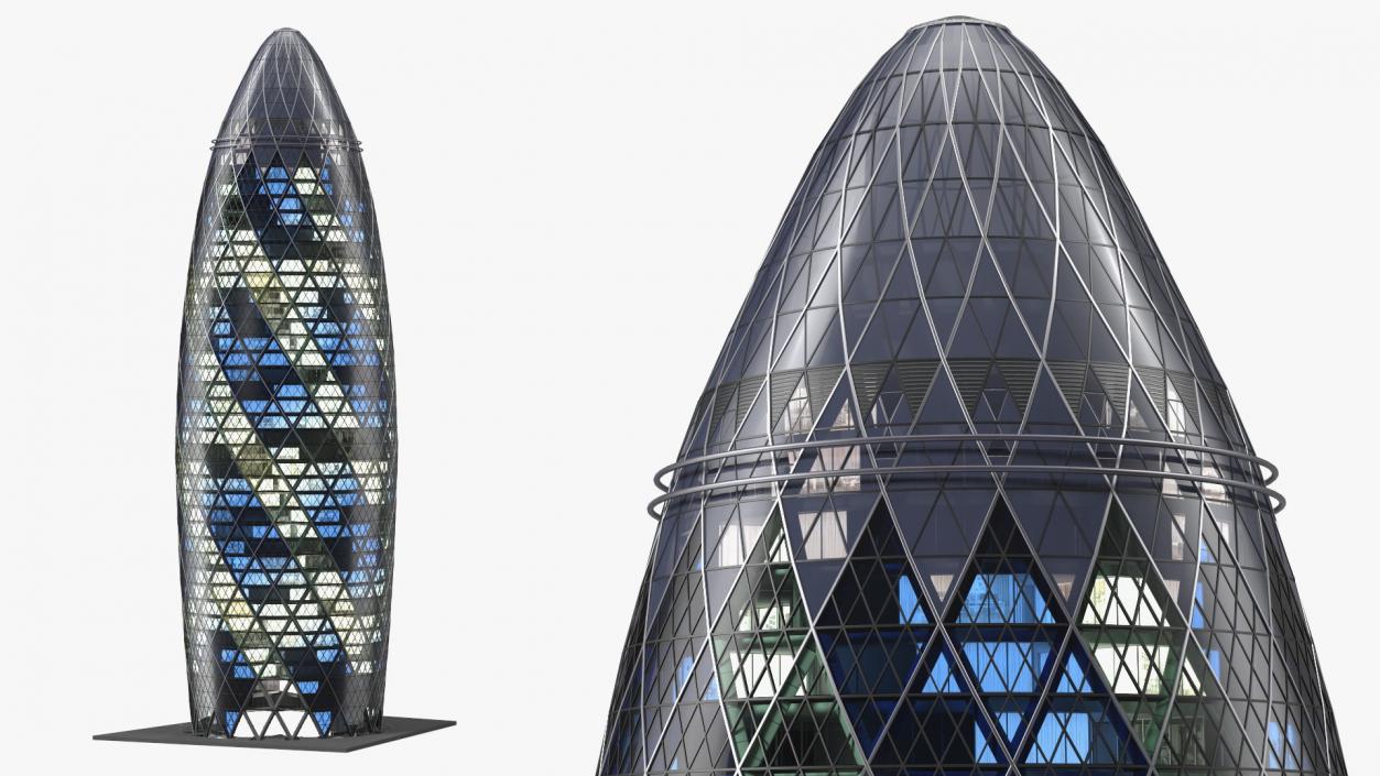 Commercial Skyscraper 30 St Mary Axe Night Glow 3D