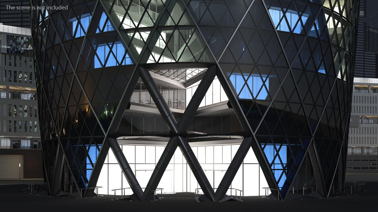 Commercial Skyscraper 30 St Mary Axe Night Glow 3D