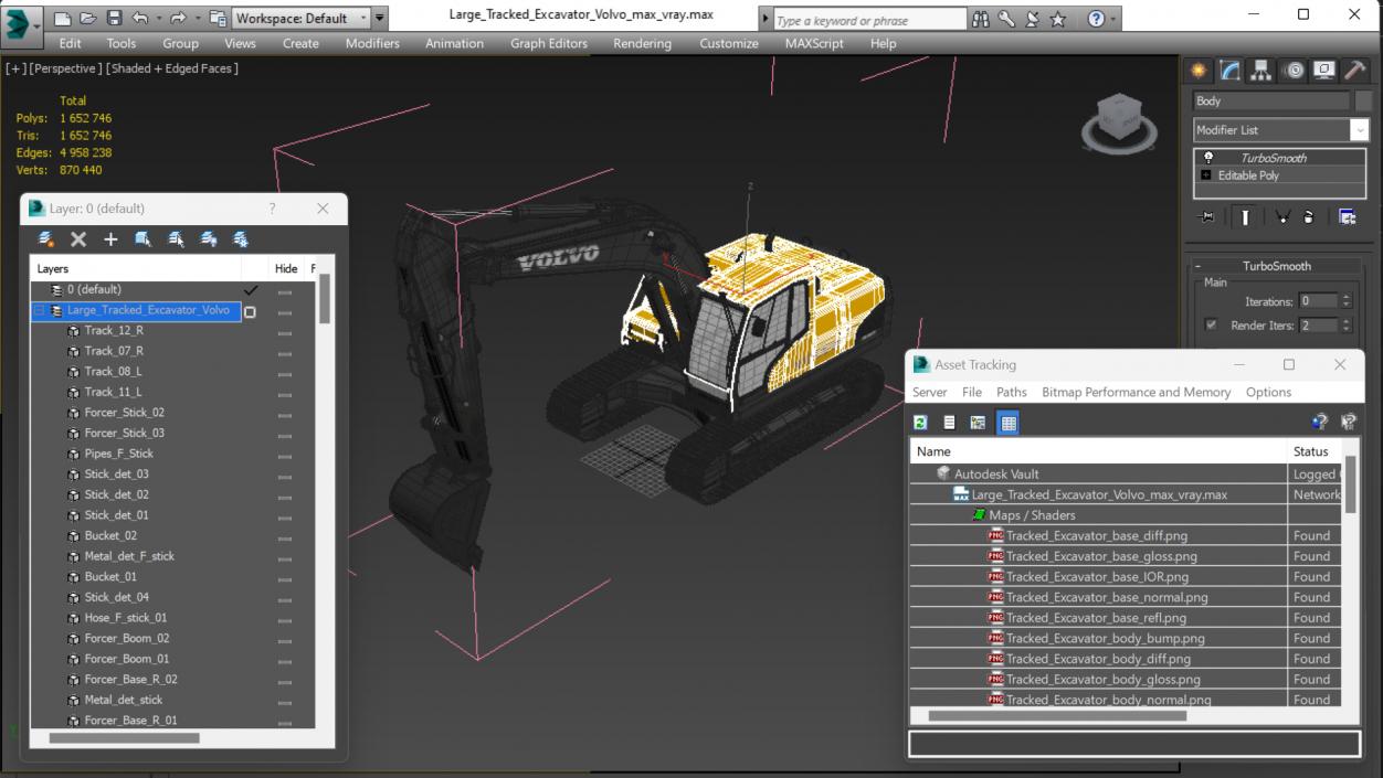 Large Tracked Excavator Volvo 3D model