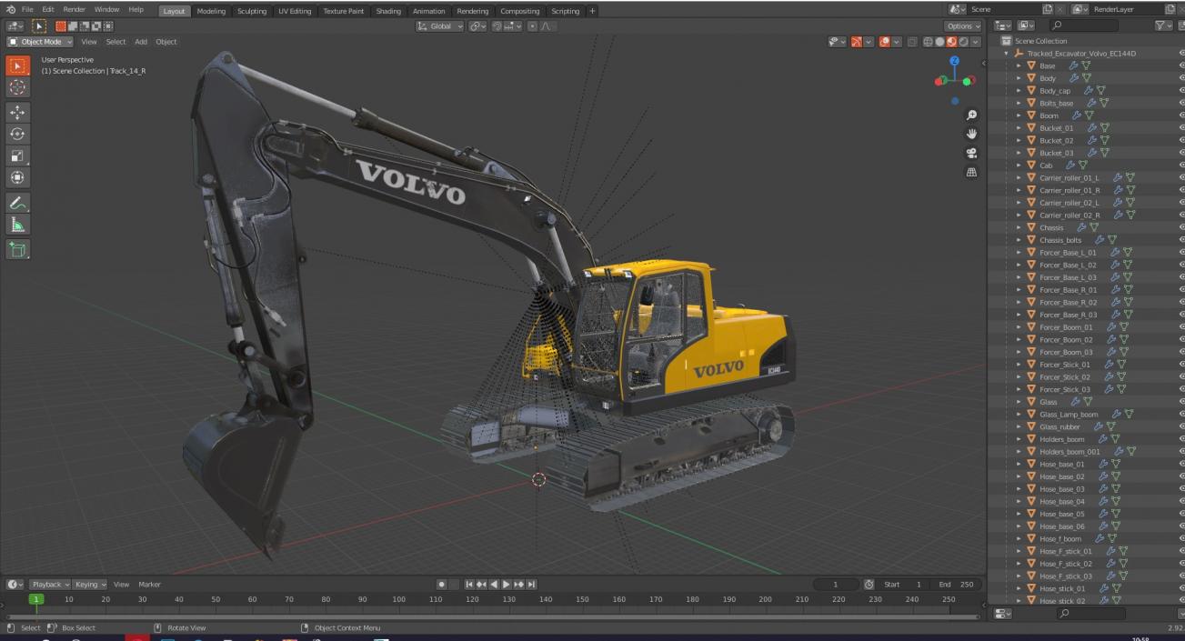 Large Tracked Excavator Volvo 3D model