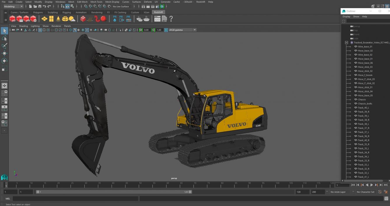 Large Tracked Excavator Volvo 3D model