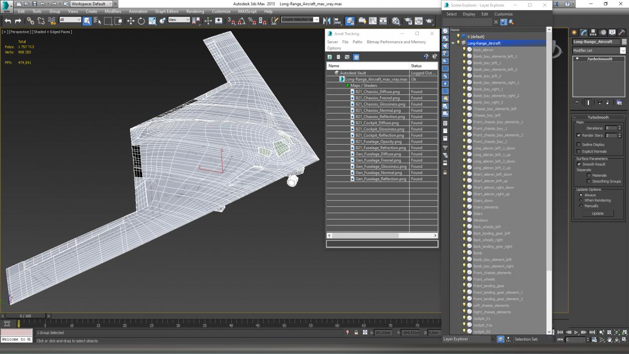 3D Long-Range Military Aircraft model