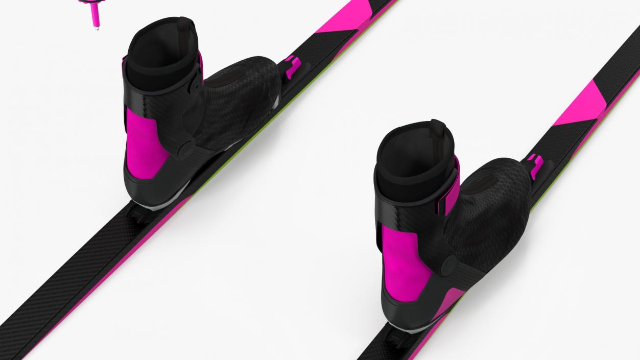 3D model Ski Boots with Poles